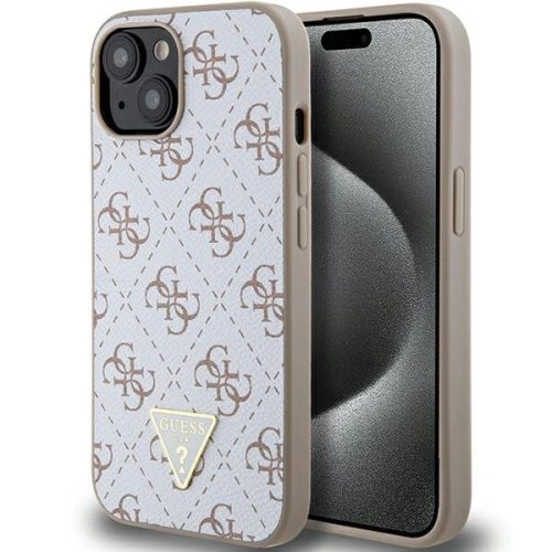 Guess 4G Triangle Metal Logo Case for iPhone 15/14/13 - White