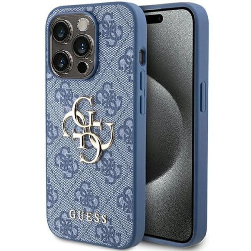 Guess 4G Big Metal Logo case for iPhone 15 Pro Max - blue