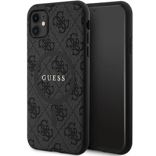 Guess GUHMN61G4GFRK iPhone 11 6.1" / Xr black/black hardcase 4G Collection Leather Metal Logo MagSafe