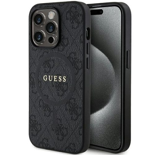 Guess 4G Collection Leather Metal Logo MagSafe Case for iPhone 13 Pro / iPhone 13 - Black