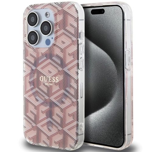 Guess IML GCube MagSafe case for iPhone 15 Pro - pink