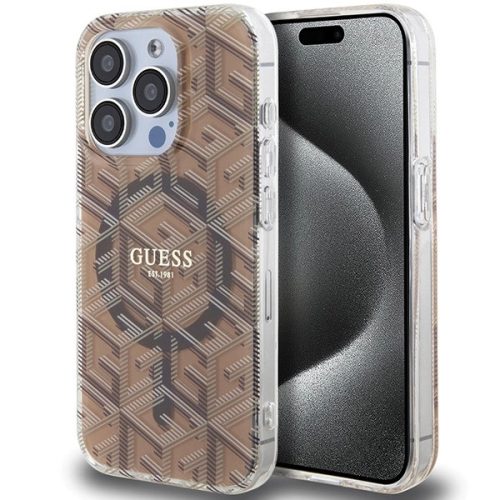 Guess IML GCube MagSafe case for iPhone 15 Pro - brown