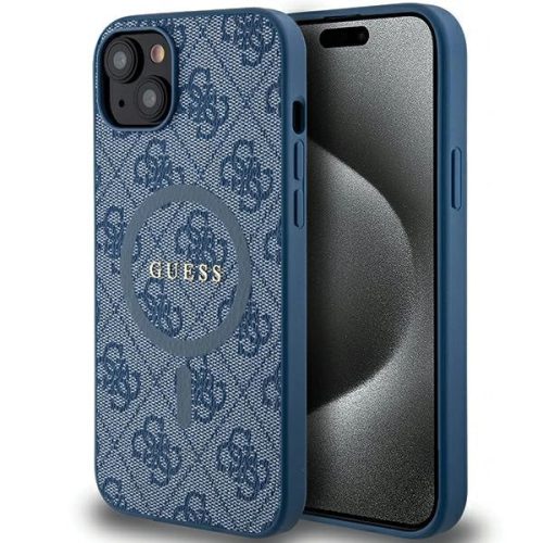 Guess 4G Collection Leather Metal Logo MagSafe Case for iPhone 15 Plus / 14 Plus - Blue