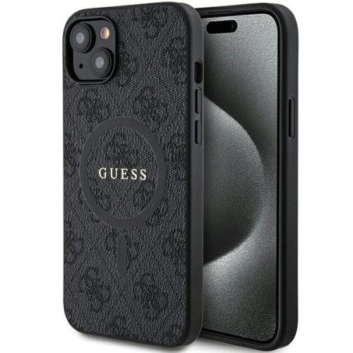 Guess 4G Collection Leather Metal Logo MagSafe Case for iPhone 15 Plus / 14 Plus - Black