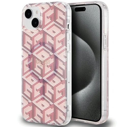 Guess IML GCube MagSafe case for iPhone 15 Plus / 14 Plus - pink