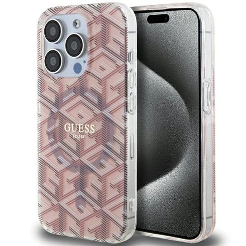 Guess IML GCube MagSafe case for iPhone 15 Pro Max - pink