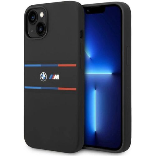 BMW M Silicone Tricolor Lines case for iPhone 15 / 14 / 13 - black