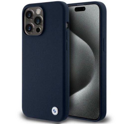 BMW Silicone Metal Logo case for iPhone 15 Pro Max - navy blue