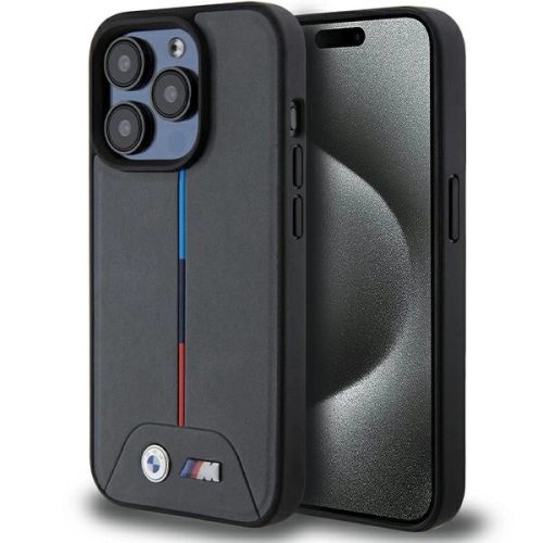 BMW M Quilted Tricolor MagSafe case for iPhone 15 Pro - gray