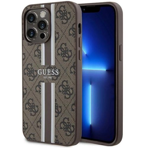 Guess 4G Printed Stripes MagSafe case for iPhone 15 Pro Max - brown