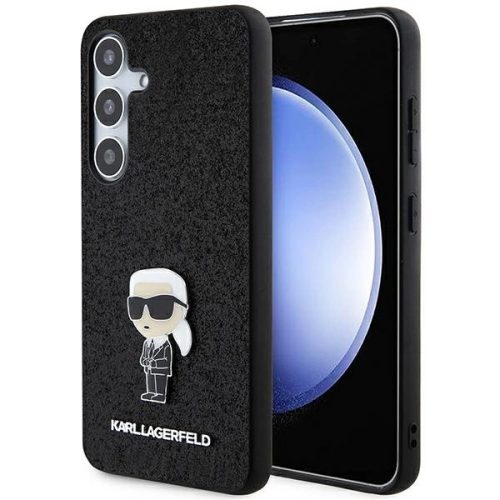 Karl Lagerfeld Fixed Glitter Ikonik Logo Metal Pin case for Samsung Galaxy S24 - black