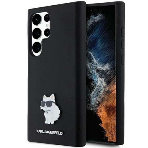 Karl Lagerfeld Silicone Choupette Metal Pin case for Samsung Galaxy S23 Ultra - black