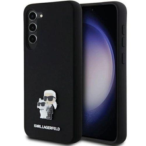 Karl Lagerfeld Silicone Karl&Choupette Metal Pin case for Samsung Galaxy S23+ - black