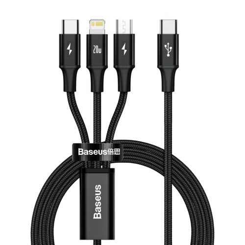 Baseus Rapid Series 3in1 USB-C - USB-C / Lightning / micro USB cable 20W PD 1.5m - black