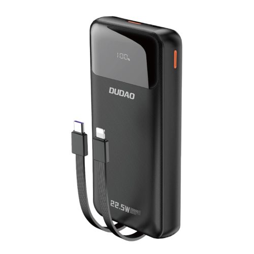 Dudao K15Pro Powerbank 20000mAh 22.5W PD USB-C / USB-A / built-in Lightning and USB-C cables - black