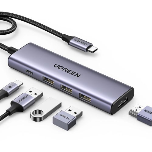 HUB Ugreen CM511 15597 5in1 USB-C - USB-C PD / HDMI / 3x USB-A 3.0 - gray