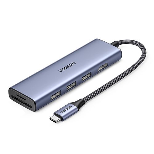 HUB Ugreen CM511 20956A 6in1 USB-C - HDMI / 3x USB-A 3.0 / SD/TF card reader - gray