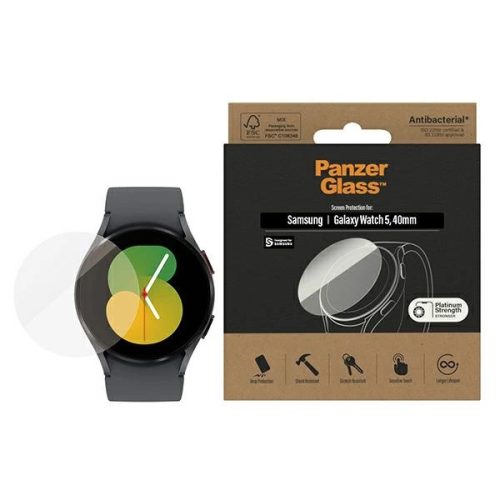 Antibacterial PanzerGlass Screen Protector for Samsung Galaxy Watch Classic 5 40 mm