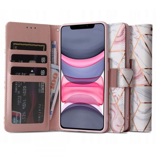 Tech-Protect Wallet case for iPhone 11 - pink and white