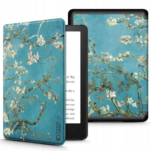 Tech-Protect SmartCase case for Kindle Paperwhite V / 5 / Signature Edition - blue with sakura flowers