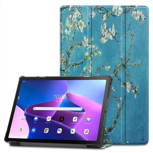 Tech-Protect SmartCase case for Lenovo Tab M10 Plus (3rd gen.) 10.6" TB-125 / TB-128 - blue with sakura flowers