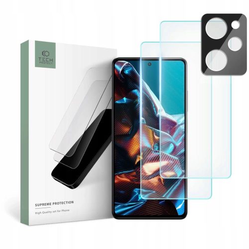 Tech-Protect Supreme Set for Xiaomi Poco X5 Pro 5G 2x Tempered Glass for Display / Tempered Glass for Camera