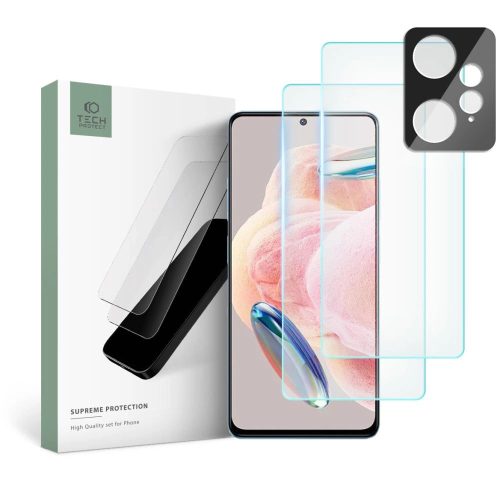 Tech-Protect Supreme Set for Xiaomi Redmi Note 12 4G / LTE 2x Tempered Glass for Display / Tempered Glass for Camera