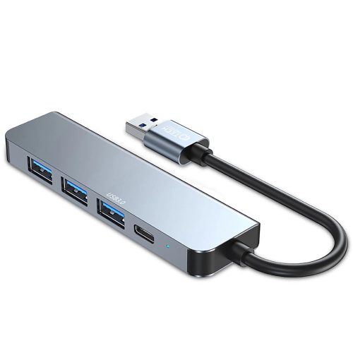 HUB Tech-Protect V0 5in1 USB-A - USB-A 3.0 / 3x USB-A 2.0 / USB-C - gray