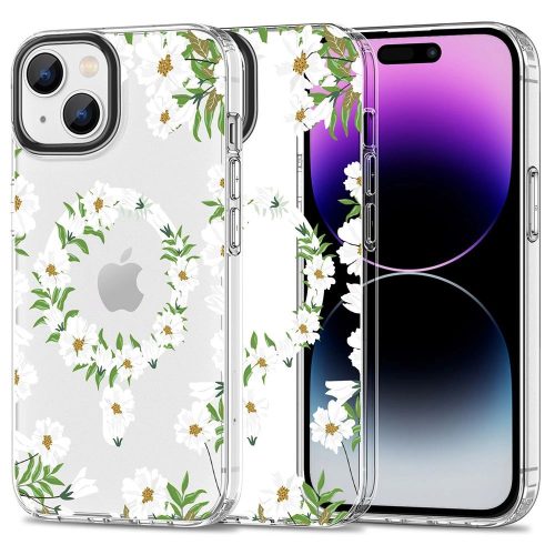 Tech-Protect MagMood MagSafe case for iPhone 15 - white daisies