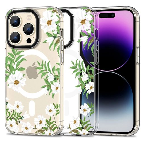 Tech-Protect MagMood MagSafe case for iPhone 15 Pro - daisies with leaves