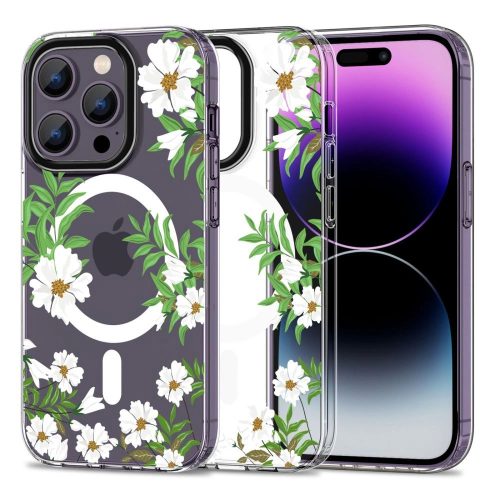 Tech-Protect MagMood MagSafe case for iPhone 14 Pro - daisies with leaves