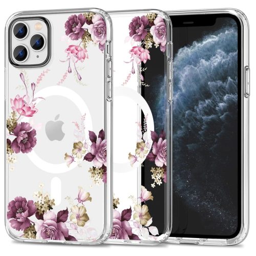 Tech-Protect MagMood MagSafe case for iPhone 11 Pro - purple flowers