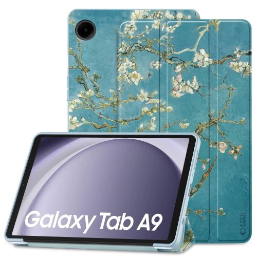 Tech-Protect SmartCase case for Samsung Galaxy Tab A9 8.7" X110 / X115 - blue with sakura flowers