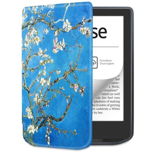 Tech-Protect SmartCase case for PocketBook Verse / Verse Pro - blue with sakura flowers