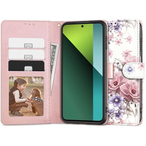 Tech-Protect Wallet case for Xiaomi Redmi Note 13 Pro 5G / Poco X6 5G - pink flowers