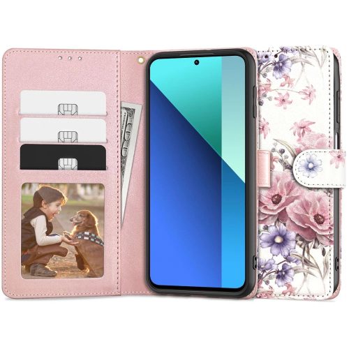 Tech-Protect Wallet case for Xiaomi Redmi Note 13 4G / LTE - pink flowers