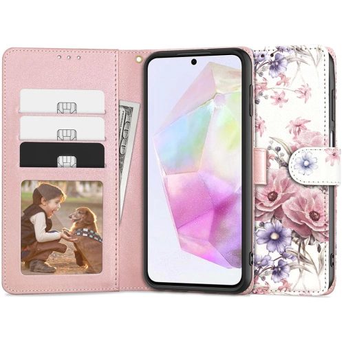 Tech-Protect Wallet case for Samsung Galaxy A35 5G - pink flowers