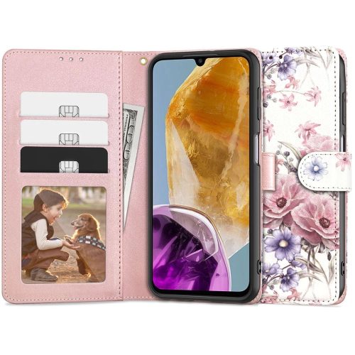 Tech-Protect Wallet case for Samsung Galaxy M15 5G - pink flowers