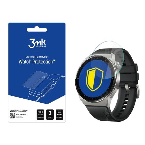 3mk Watch Protection™ v. FlexibleGlass hybrid glass on Huawei Watch GT 3 Pro 46 mm