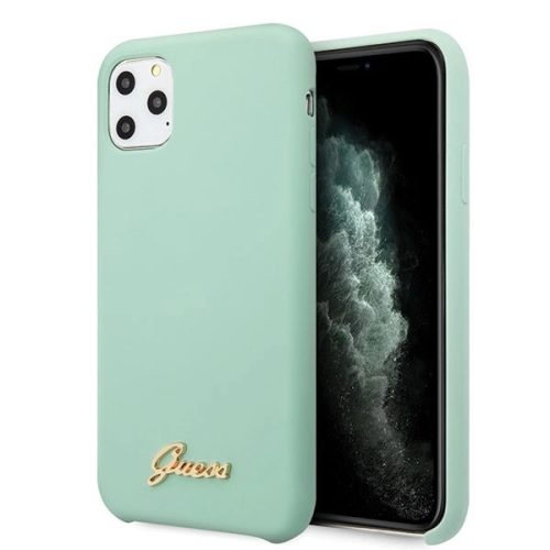 Guess GUHCN65LSLMGG iPhone 11 Pro Max green/green hard case Silicone Vintage Gold Logo