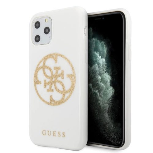 Guess GUHCN65TPUWHGLG iPhone 11 Pro Max white/white hard case Glitter 4G Circle Logo