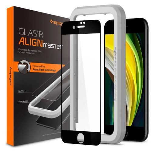 TEMPERED GLASS Spigen ALM GLASS FC IPHONE 7 / 8 / SE 2020 / 2022 BLACK