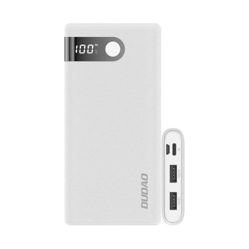 Dudao powerbank 10000 mAh 2x USB / USB Type C / micro USB 2 A with LED screen white (K9Pro-01)