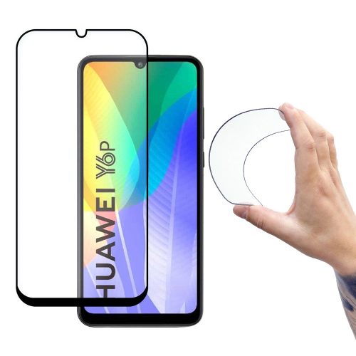 Wozinsky Full Cover Flexi Nano Glass Hybrid Screen Protector with frame for Huawei Y6p black