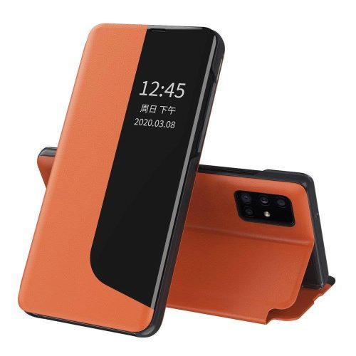 Eco Leather View Case elegant bookcase type case with kickstand for Huawei P40 Lite orange