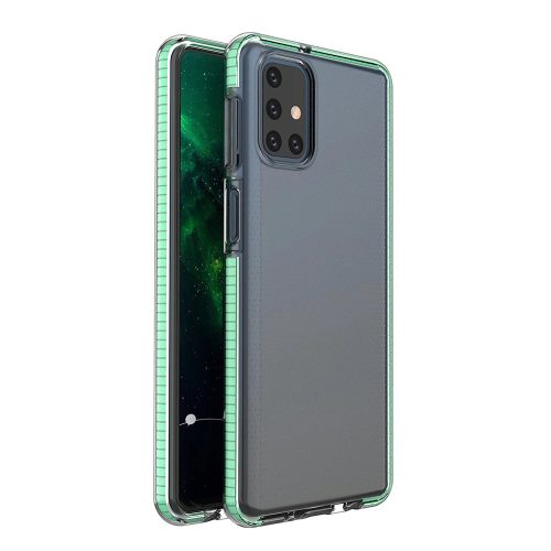 Spring Case clear TPU gel protective cover with colorful frame for Samsung Galaxy M31s mint