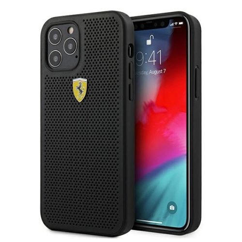 Ferrari FESPEHCP12LBK iPhone 12 Pro Max 6.7" black/black hardcase On Track Perforated