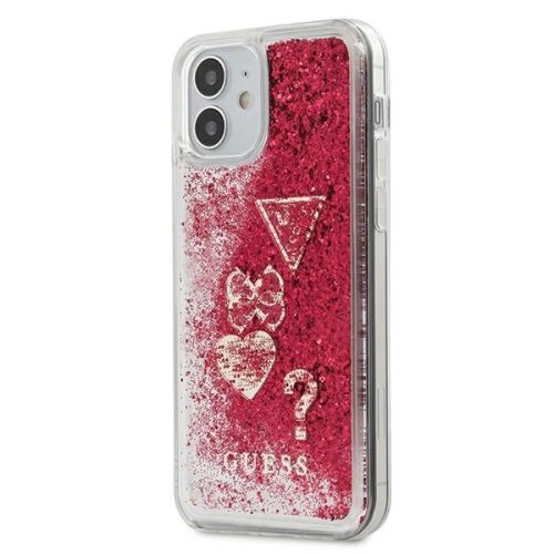 Guess GUHCP12SGLHFLRA iPhone 12 mini 5.4" raspberry/raspberry hardcase Glitter Charms