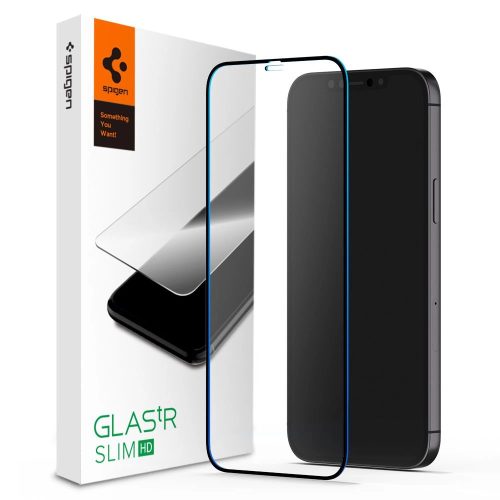 TEMPERED GLASS Spigen GLASS FC IPHONE 12/12 PRO BLACK