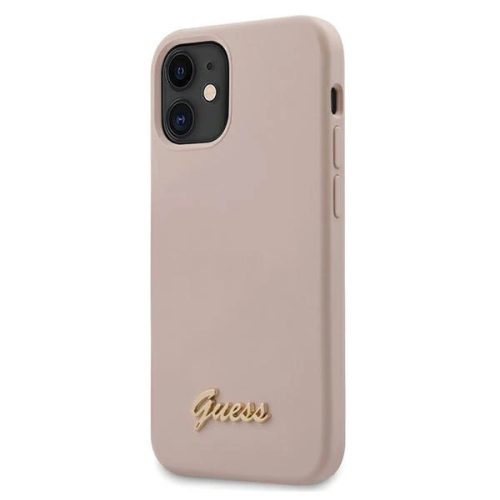 Guess GUHCP12SLSLMGLP iPhone 12 mini 5.4" light pink/light pink hardcase Silicone Script Gold Logo